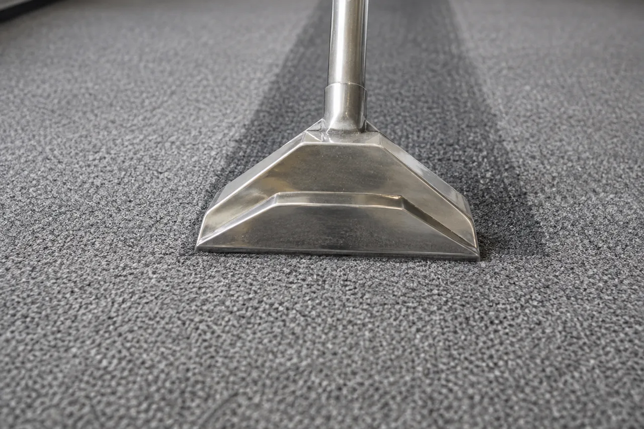 Hot-water extraction on commercial carpet